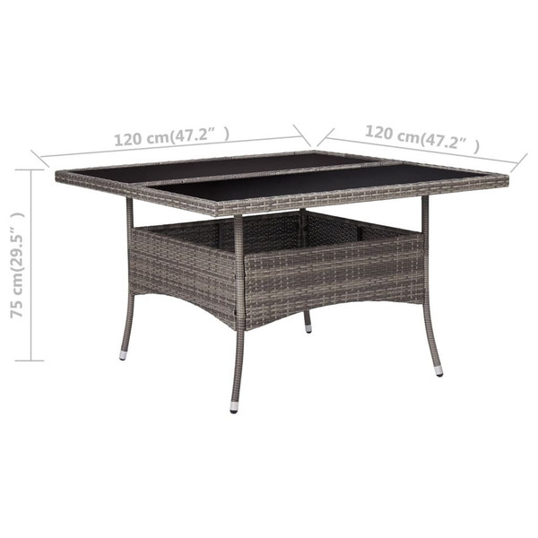 Dining Table Gray PE Rattan 47.2 in by 47.2 in Durable A949-46190