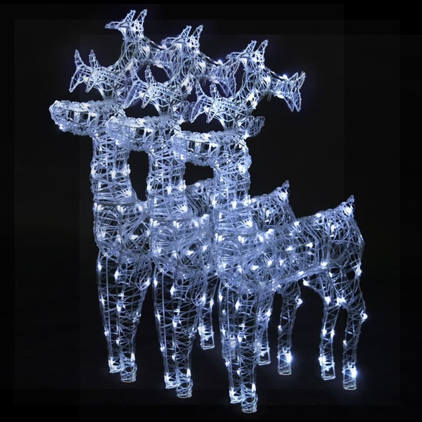 Reindeer Christmas Decoration Set of 3 Cool White Acrylic Large A949-3154337