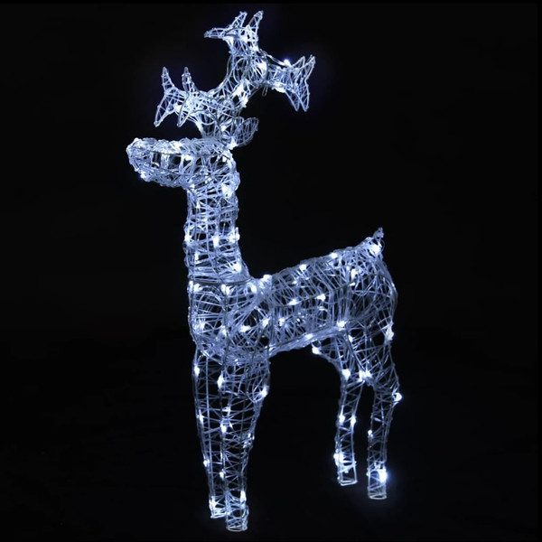 Reindeer Christmas Decoration Set of 3 Cool White Acrylic Large A949-3154337