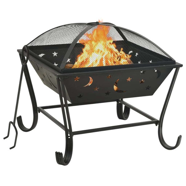 Fire Pit with Poker 24.4" XXL Steel A949-311893