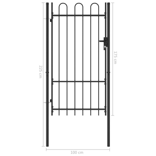 Fence Gate Single Door with Arched Top Steel 39.4"x68.9" Black A949-145743