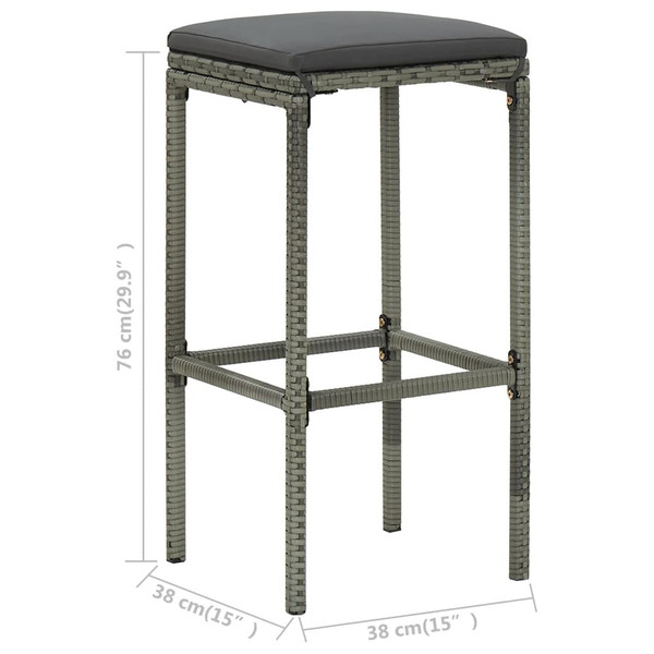 Bar Stool Set of 2 Gray Steel Standard Footrest Bar Stool A949-313441