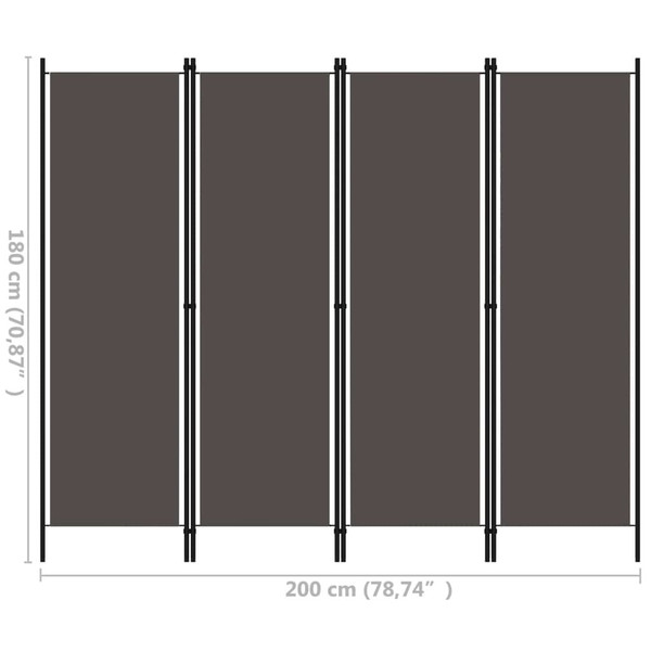 4-Panel Room Divider Anthracite 78.7"x70.9" A949-320721