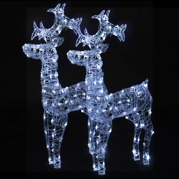 Reindeer Christmas Decoration Set of 2 Cool White Acrylic Large A949-3154336