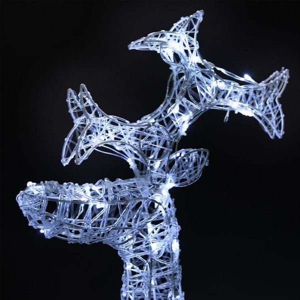 Reindeer Christmas Decoration Set of 2 Cool White Acrylic Large A949-3154336