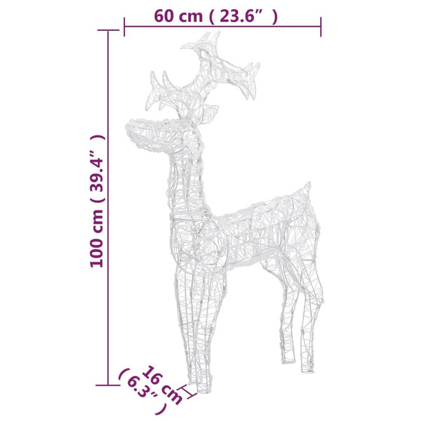 Reindeer Christmas Decoration Set of 2 Cool White Acrylic Large A949-3154336
