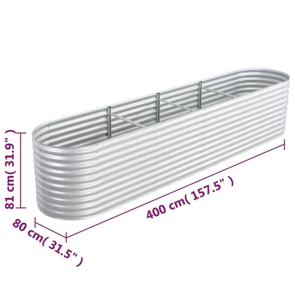 Garden Raised Bed Silver Galvanized Steel Large Tough A949-45511