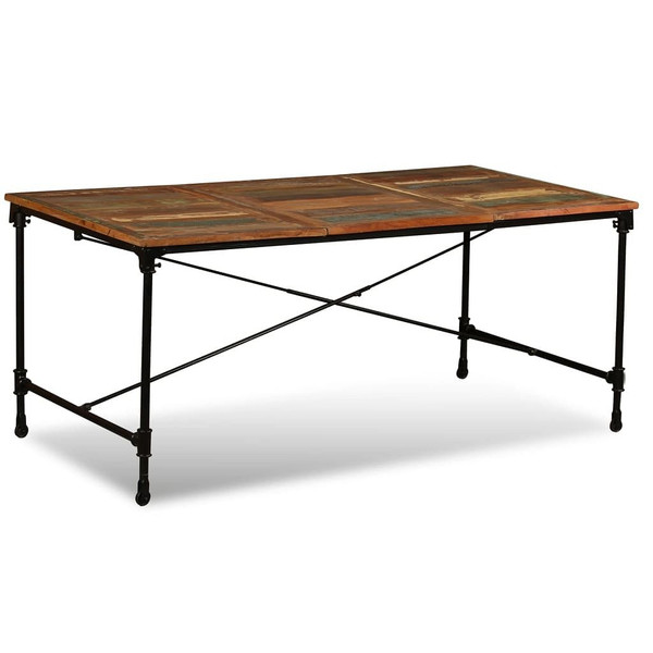 Dining Table Multicolor Solid reclaimed wood and powder-coated steel A949-243995