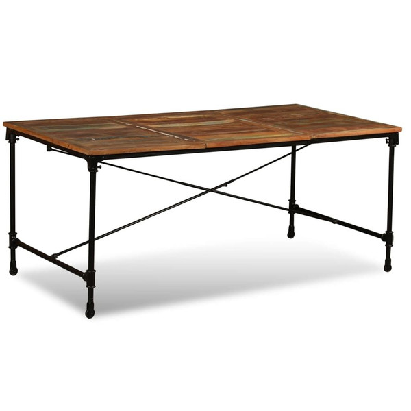 Dining Table Multicolor Solid reclaimed wood and powder-coated steel A949-243995