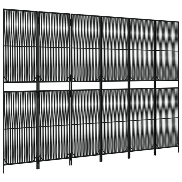 Room Divider 6 Panels Black Poly Rattan A949-365400