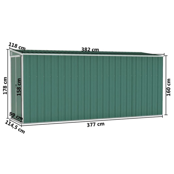 Garden Shed Green Galvanized steel and metal Large Garden Shed A949-316229