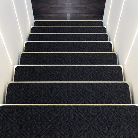 15Pcs Indoor Non-Slip Stair Carpet Mats for Wooden Steps-Brown B593-HZ10041