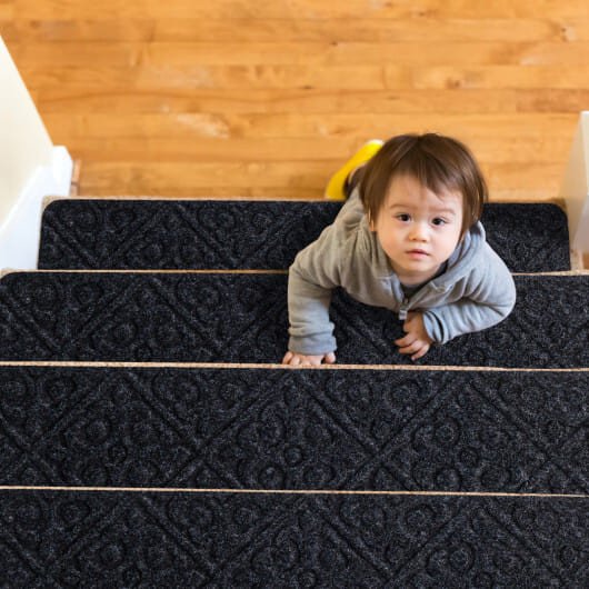 15Pcs Indoor Non-Slip Stair Carpet Mats for Wooden Steps-Brown B593-HZ10041