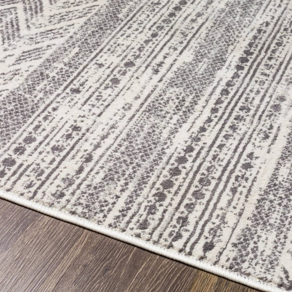5-ft. x 7-ft. Grey Ivory Chevron Stripe Geometric Boho Style Area Rug Q280-FBSEDGAR5193258461