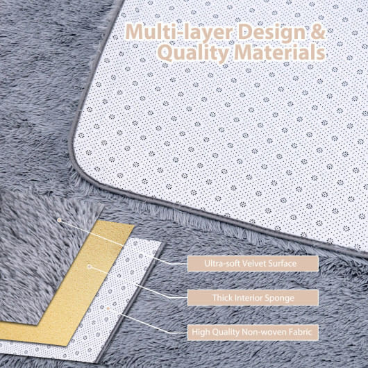 4x6 Feet Modern Soft Shag Rug with Non-slip Grip Dots-Light Gray - Color: Light Gray D681-HU10319HS