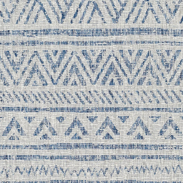 5 ft. x 7.5 ft. Blue Grey Chevron Coastal Boho Style Indoor Outdoor Area Rug Q280-DBGFTSMR51925394