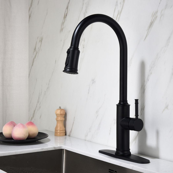 Single Handle Pull Down Kitchen Faucet with Dual Function Sprayhead T575-S0671279404