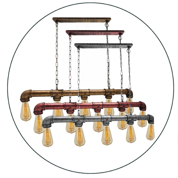 Industrial Farmhouse Pendant Light 5 light Ceiling Steampunk Metal Pipe Pendant Lamp~1340 T575-S0671387224