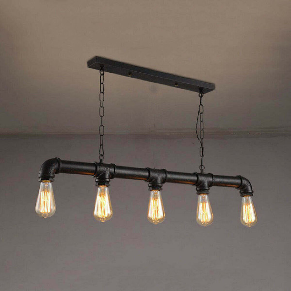 Industrial Farmhouse Pendant Light 5 light Ceiling Steampunk Metal Pipe Pendant Lamp~1340 T575-S0671387224
