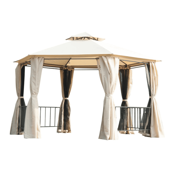 13ft x 13ft Patio Gazebo-Beige-AS T575-S0671348096