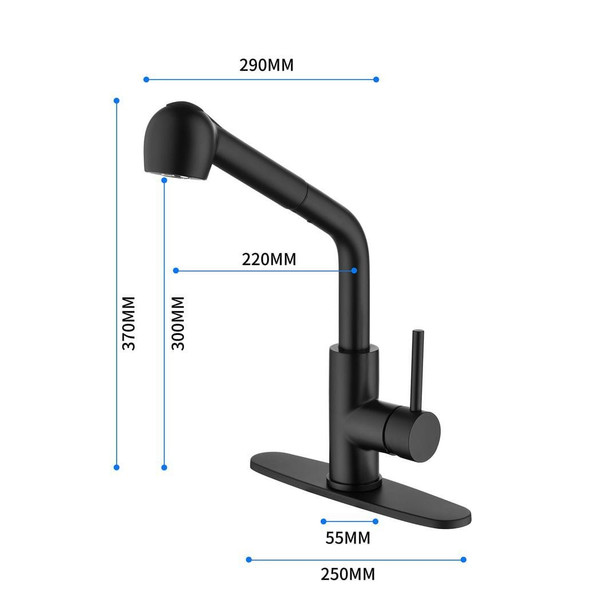 Single-Handle Pull-Out Sprayer Kitchen Faucet in Stainless Matte Black T575-S0671281774