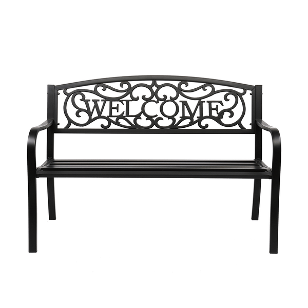 50" Outdoor Welcome Backrest Cast Iron&PVC Bench T575-S0671347944