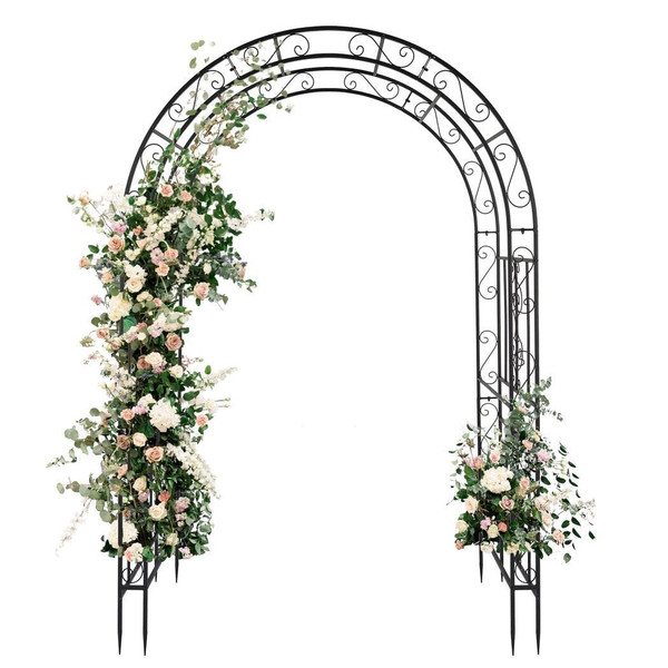 134*59*213cm Double Layer Iron Art Arc Top Iron Arch Black T575-S0671273041