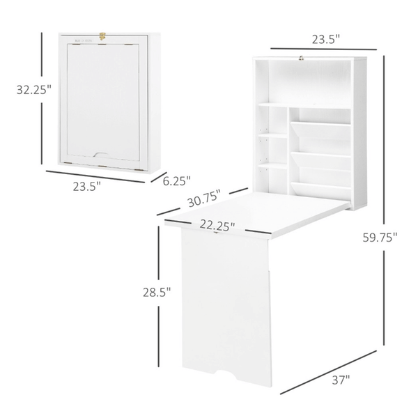 Wall Mount Desk Cabinet-White T575-S0671381538