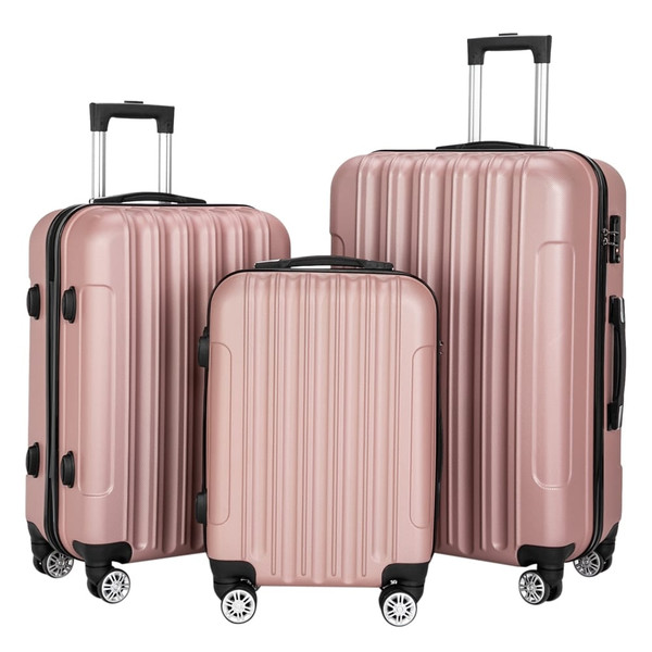 3-in-1 Multifunctional Large Capacity Traveling Storage Suitcase Luggage Set Rose Gold T575-S0671371664