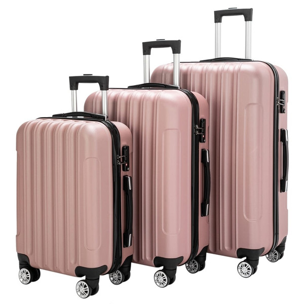3-in-1 Multifunctional Large Capacity Traveling Storage Suitcase Luggage Set Rose Gold T575-S0671371664