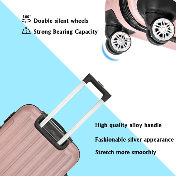 3-in-1 Multifunctional Large Capacity Traveling Storage Suitcase Luggage Set Rose Gold T575-S0671371664