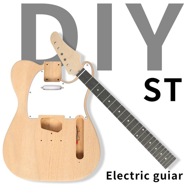 DIY 6 String TL Style Electric Guitar Kits with Mahogany Body, Maple Neck and Accessories T575-S0671386384