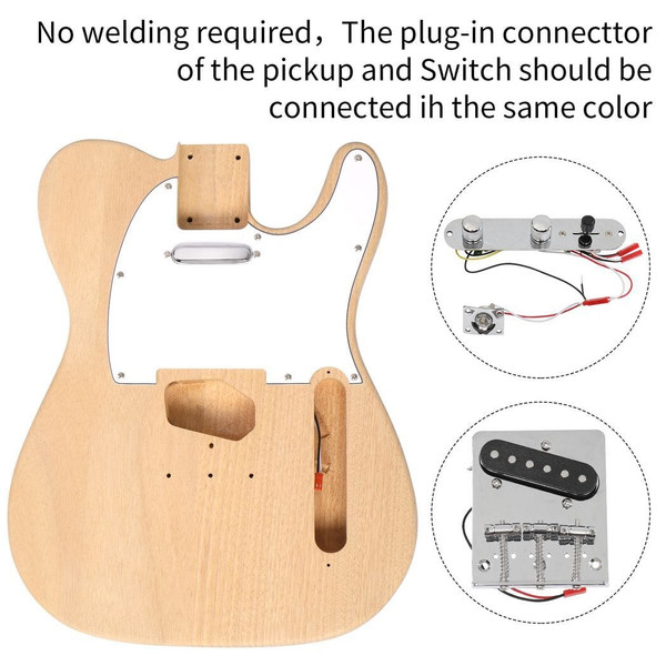 DIY 6 String TL Style Electric Guitar Kits with Mahogany Body, Maple Neck and Accessories T575-S0671386384