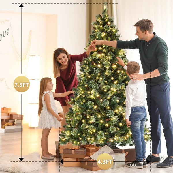 7ft Automatic Tree Structure PE PVC Material 650 Lights Warm Color 9 Modes With Remote Control 1200 T575-S0671386283