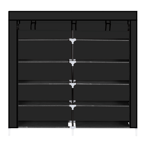 7 Tiers Portable Shoe Rack Closet Fabric Cover Shoe Storage Organizer Cabinet Black T575-S0671274016