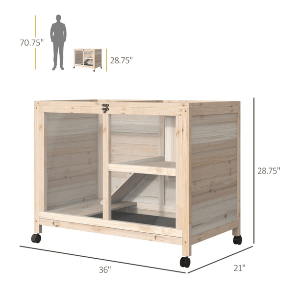 Pet cage /Wood Rabbit Hutch-Natural T575-S0671387692