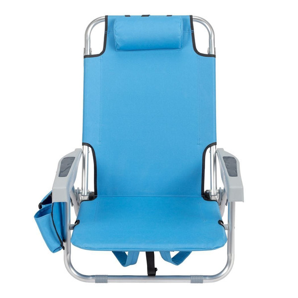 63*65*82cm Short Oxford Cloth Silver White Aluminum Tube Bearing 100kg Beach Chair Blue T575-S0671435306