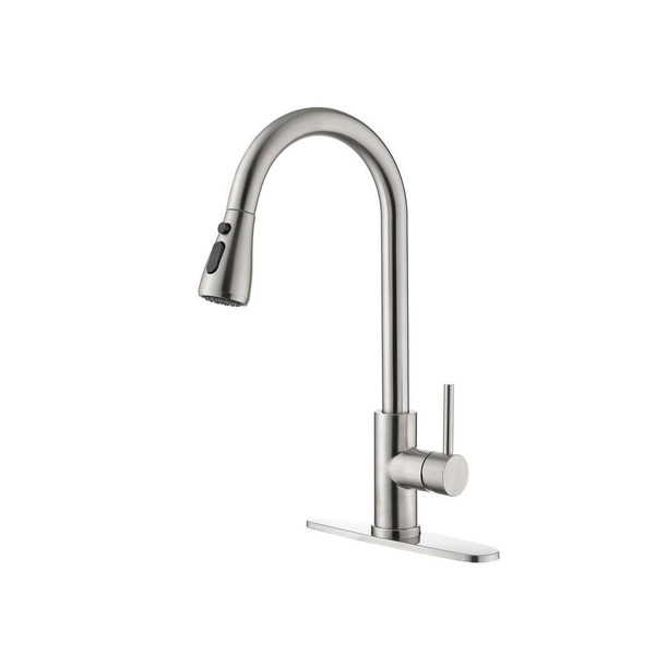 Single Handle High Arc Pull Out Kitchen Faucet,Single Level Stainless Steel Kitchen Sink Faucets wi T575-S0671290209