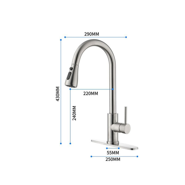 Single Handle High Arc Pull Out Kitchen Faucet,Single Level Stainless Steel Kitchen Sink Faucets wi T575-S0671290209