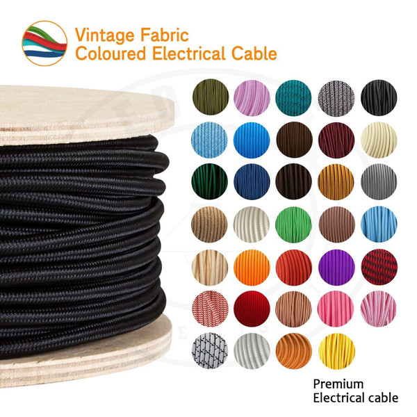 3Feet / 16Feet / 32 feet Vintage 2core Electric round cable covered with coloured ~1630 T575-S0671386588