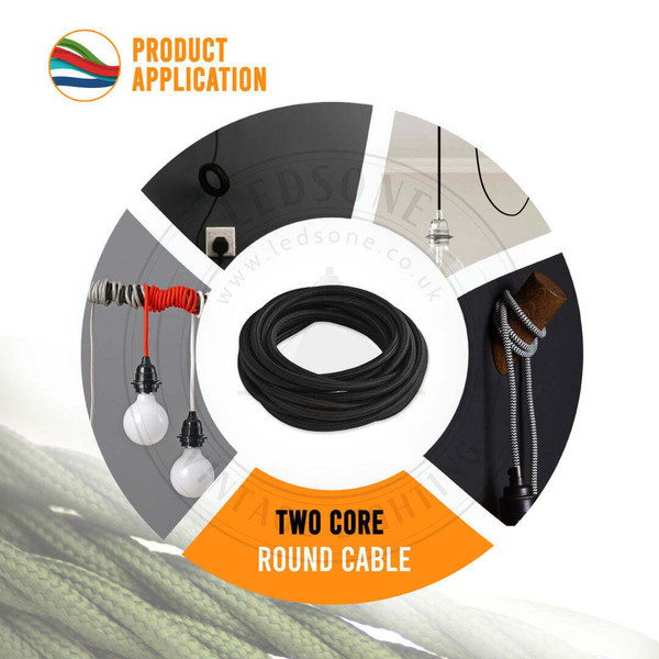 3Feet / 16Feet / 32 feet Vintage 2core Electric round cable covered with coloured ~1630 T575-S0671386588