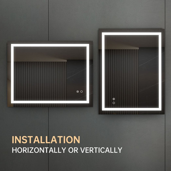 36"*28" LED Lighted Bathroom Wall Mounted Mirror with High Lumen+Anti-Fog Separately Control+Dimmer T575-S0671272297
