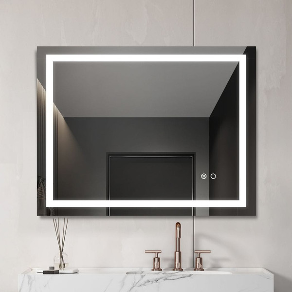 36"*28" LED Lighted Bathroom Wall Mounted Mirror with High Lumen+Anti-Fog Separately Control+Dimmer T575-S0671272297