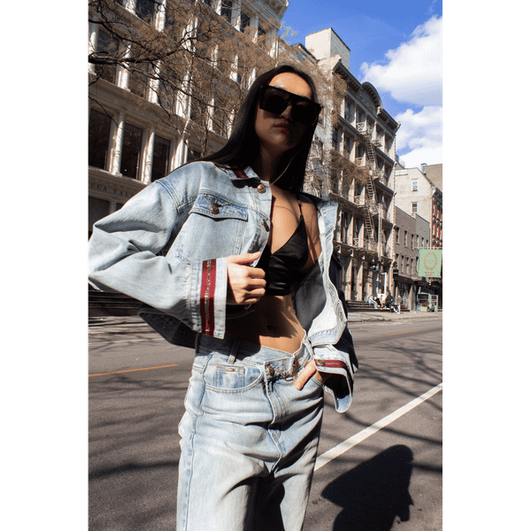 Danielle Denim Jacket with Red Lining T575-V0671384318