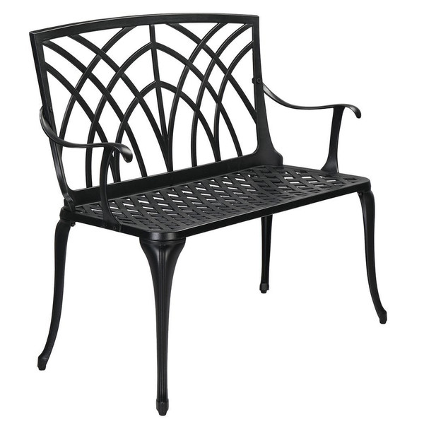 38in Outdoor Orchid Back  Aluminum Bench Black T575-S0671293402