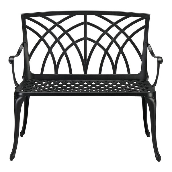38in Outdoor Orchid Back  Aluminum Bench Black T575-S0671293402