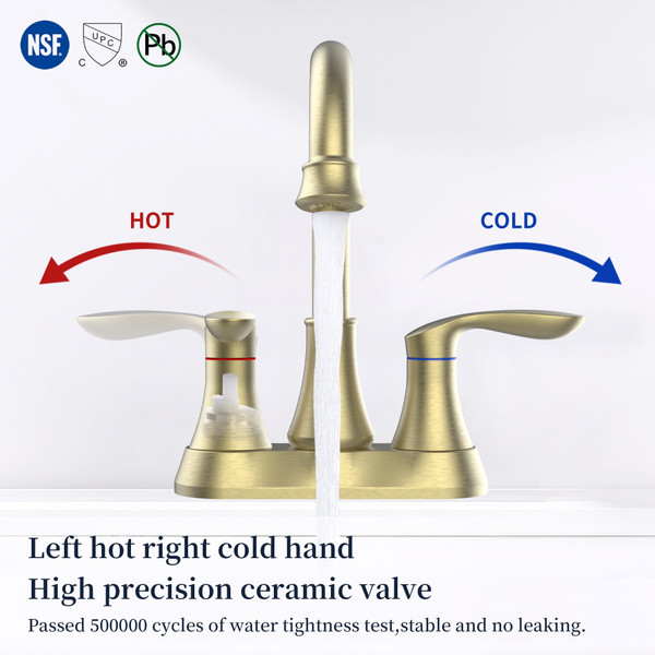Bathroom Faucet Brushed Gold with Pop up Drain & Supply Hoses 2-Handle 360 Degree High Arc Swivel S T575-S0671289292