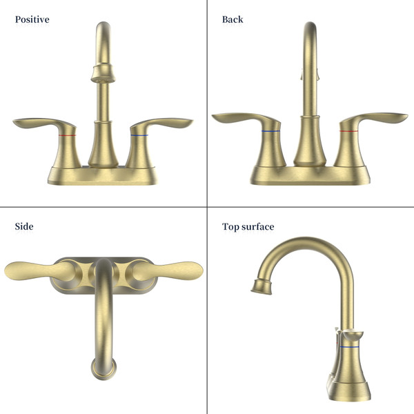 Bathroom Faucet Brushed Gold with Pop up Drain & Supply Hoses 2-Handle 360 Degree High Arc Swivel S T575-S0671289292
