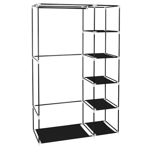 67" Portable Clothes Closet Wardrobe with Non-woven Fabric and Hanging Rod Quick and Easy to Assemb T575-S0671280443