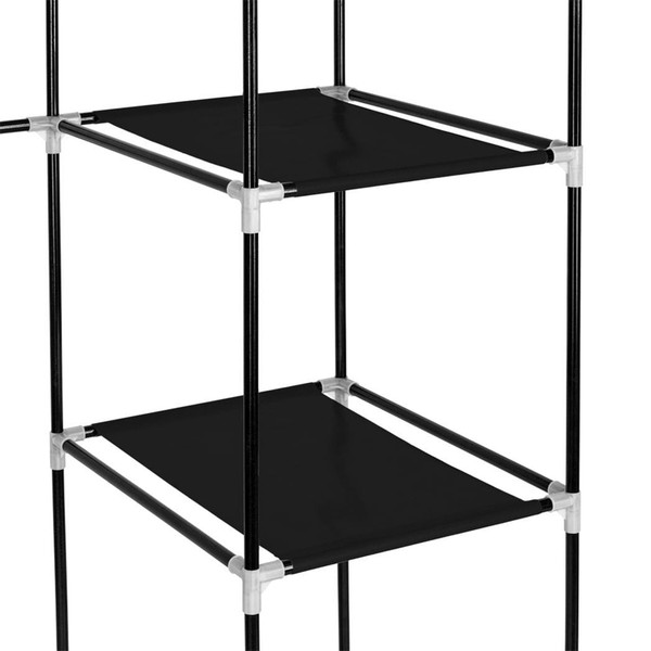 67" Portable Clothes Closet Wardrobe with Non-woven Fabric and Hanging Rod Quick and Easy to Assemb T575-S0671280443